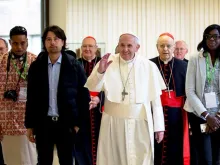 Pope Francis at the Vatican's pre-synodal youth meeting in March 2018. 