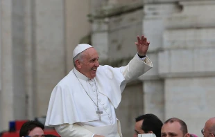 Pope Francis at the Wednesday general audience in St. Peter's Square on April 29, 2015.   Petrik Bohumil/CNA.