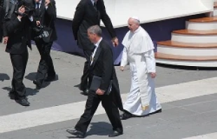 Pope Francis at the Wednesday general audience in St. Peter's Square on June 5, 2013.   Lauren Cater.
