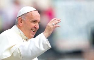 Pope Francis at the general audience May 23, 2018.   Daniel Ibanez/CNA.