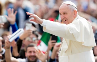 Pope Francis in St. Peter's Square May 2, 2018.   Daniel Ibanez/CNA.