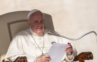 Pope Francis at the general audience Oct. 9, 2019.   Daniel Ibanez/CNA.