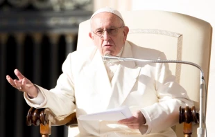 Pope Francis at the general audience in St. Peter's Square Oct. 11, 2017.   Daniel Ibanez/CNA.