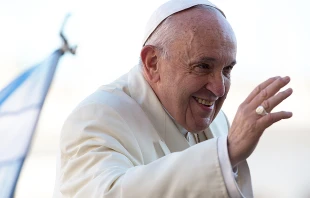 Pope Francis at the general audience in St. Peter's Square on Nov. 8, 2017.   Daniel Ibanez/CNA.