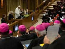 Pope Francis at the meeting on protection of minors in the Church in the Vatican's New Synod Hall, Feb. 21, 2019. 
