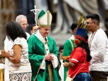 Pope Francis at the opening Mass for the Amazon synod Oct. 6, 2019. 
