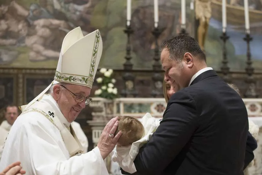 Pope Francis baptizes 26 infants in the Sistine Chapel Jan. 10, 2016. ?w=200&h=150