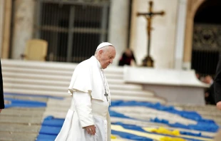 Pope Francis before the leading the Regina Coeli in St. Peter's Square April 30, 201.   Lucia Ballester/CNA.