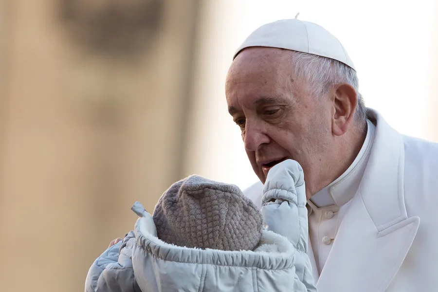 Pope Francis blesses a baby at the General Audience in St. Peter's Square on Nov. 22, 2017.?w=200&h=150