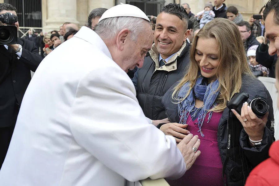 Pope Francis blesses a woman and her unborn child at a Jubilee Audience in St. Peter's Square, Jan. 30, 2016. ?w=200&h=150