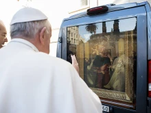 Pope Francis blesses a traveling image after the general audience in St. Peter's Square, Dec. 2, 2015. 