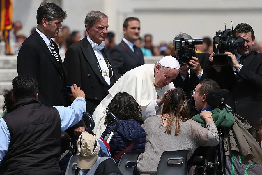 Pope Francis blesses people with disabilities at the Wednesday General Audience in St. Peter's Square on May 27, 2015. ?w=200&h=150