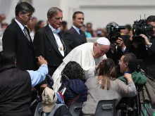 Pope Francis blesses people with disabilities at the Wednesday General Audience in St. Peter's Square on May 27, 2015. 