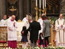 Pope Francis celebrates Christmas Eve Mass in St. Peter's Basilica on Dec. 24, 2014. 