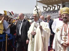 Pope Francis celebrates Mass at Air Defense Stadium in Cairo, Egypt April 29, 2017. 