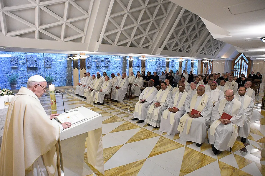 Pope Francis celebrates Mass at Casa Santa Marta on April 26, 2018. ?w=200&h=150