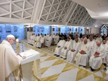 Pope Francis celebrates Mass at Casa Santa Marta on April 26, 2018. 