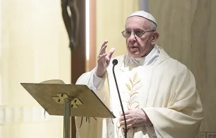 Pope Francis says Mass at the chapel of Santa Marta in the Vatican, April 24, 2017.   L'Osservatore Romano.