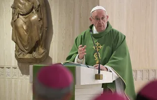 Pope Francis celebrates Mass at Santa Marta.   Vatican Media/CNA