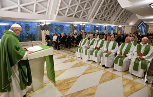 Pope Francis says Mass at the chapel of Casa Santa Marta in the Vatican, Sept. 28, 2017.   L'Osservatore Romano.