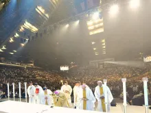 Archbishop Goh of Singapore says Mass at the city-state's Indoor Stadium, July 4, 2015. 