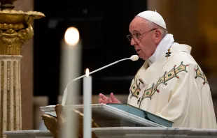 Pope Francis celebrates Mass at the Archbasilica of St. John Lateran Nov. 9, 2019.   Daniel Ibanez/CNA.