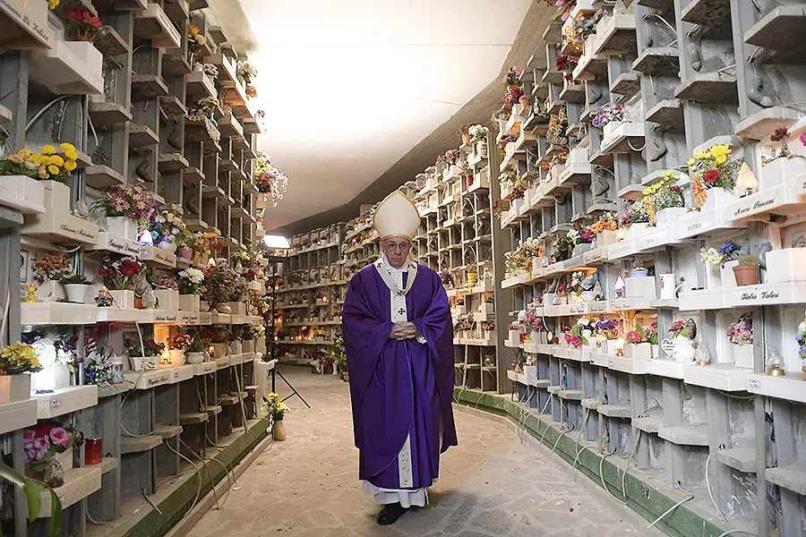 Pope Francis celebrates Mass at the Prima Porta cemetery on the Feast of All Souls Day, Oct. 2, 2016. ?w=200&h=150