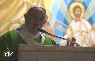 Pope Francis celebrates Mass at the Santa Maria a Setteville parish in Rome Jan. 15, 2017.   Screenshot/CTV.