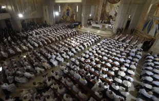 Pope Francis celebrates Mass at the St. John Paul II shrine in Krakow, Poland, July 30, 2016.   L'Osservatore Romano / CNA