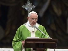 Pope Francis celebrates Mass at the close of the Synod in St. Peter's Basilica, Oct. 25, 2015. 