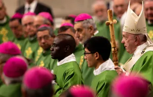 Pope Francis celebrates Mass for World Missionary Day Oct. 20, 2019.   Daniel Ibáñez/CNA.