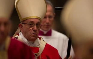Pope Francis celebrates Mass for deceased bishops and cardinals in St. Peter's Basilica Nov. 3, 2017.   Daniel Ibanez/CNA.