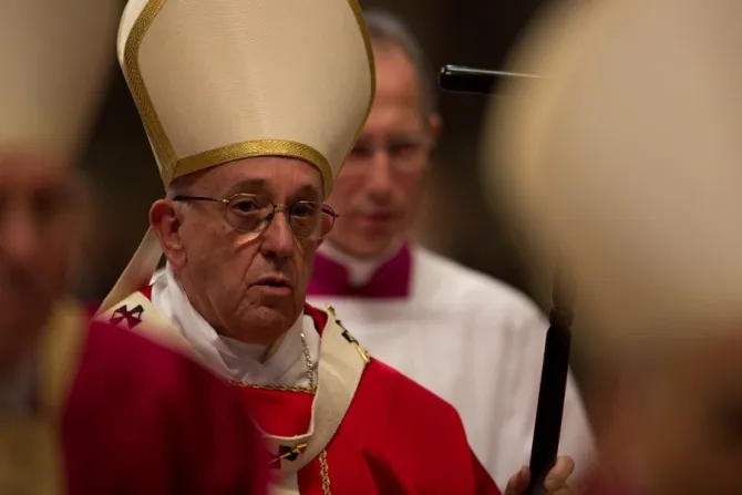 Pope Francis celebrates Mass for deceased bishops and cardinals at St Peters Basilica Nov 3 2017 Credit Daniel Ibanez CNA
