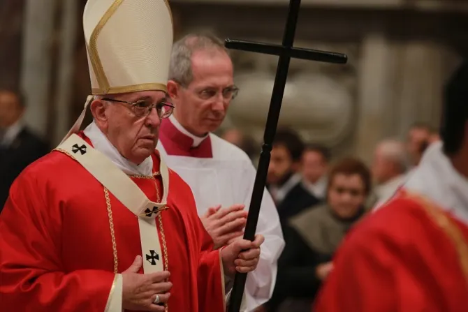 Pope Francis celebrates Mass for deceased cardinals and bishops in St Peters Basilica Nov 4 2016 Credit Daniel Ibaez CNA