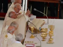 Pope Francis celebrates Mass for the Canonization of St. John Paul II and St. John XXIII April 25, 2014. 
