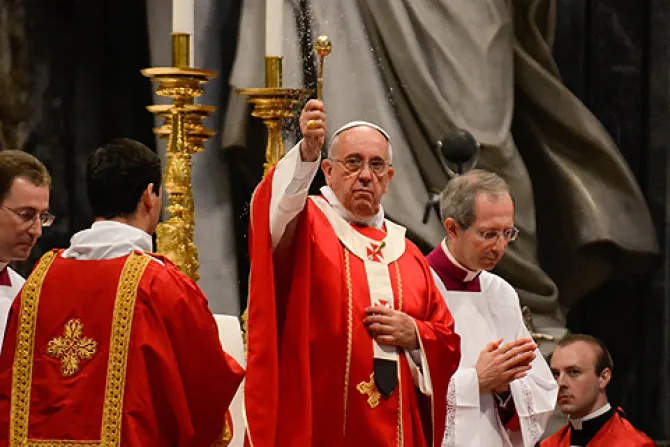 Pope Francis celebrates Mass for the Feast of Pentecost in St Peters Basilica on June 8 2014 Credit Daniel Ibez CNA 6 CNA 6 9 14