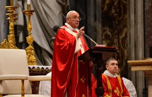 Pope Francis celebrates Mass for the Feast of Pentecost in St. Peter's Basilica on June 8, 2014.  
