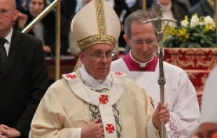 Pope Francis celebrates Mass for the Feast of the Epiphany in St. Peter's Basilica on Jan. 6, 2014.   Kyle Burkhart/CNA.
