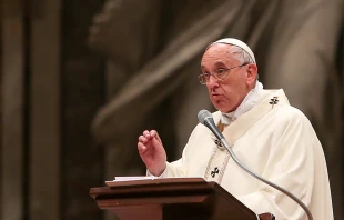 Pope Francis celebrates Mass in St. Peter's Basilica.   Daniel Ibáñez/CNA.