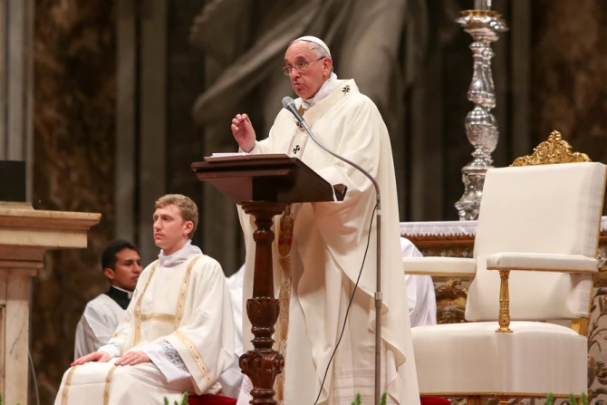 Pope Francis celebrates Mass for the Feast of the Presentation of Jesus at the Temple in St Peters Basilica Feb 2 2015 Credit Daniel Ibez CNA 5 CNA 2 2 15