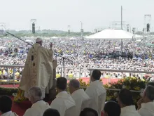 Pope Francis celebrates Mass for thousands gathered at Guayaquil in Ecuador on July 6, 2015. 