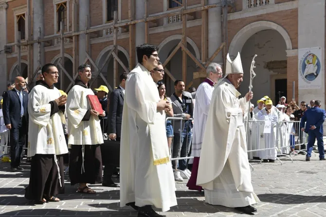 Pope Francis celebrates Mass in Camerino Italy June 16 2019 Credit Vatican Media