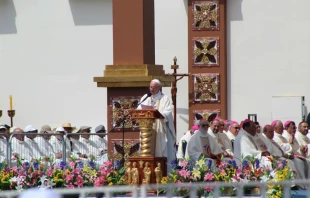 Pope Francis celebrates Mass in Iquique, Chile Jan. 18, 2018.   Giselle Vargas/CNA.