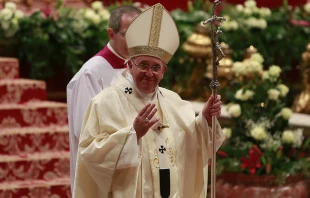 Pope Francis celebrates Mass in St. Peter's Basilica for the Feast of Our Lady of Guadalupe on Dec. 12, 2014.   Daniel Ibáñez/CNA.