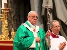 Pope Francis says Mass in St. Peter's Basilica, July 7, 2013. 