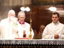 Pope Francis celebrates Mass in the Basilica of St. Mary Major October 12, 2017. 