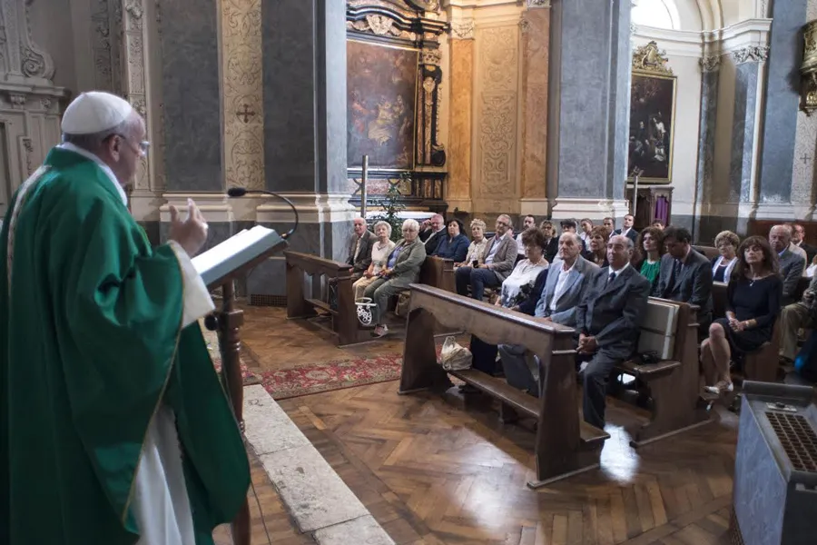 Pope Francis says Mass for his relatives in a chapel of the Archbishop of Turin's residence, June 22, 2015. ?w=200&h=150