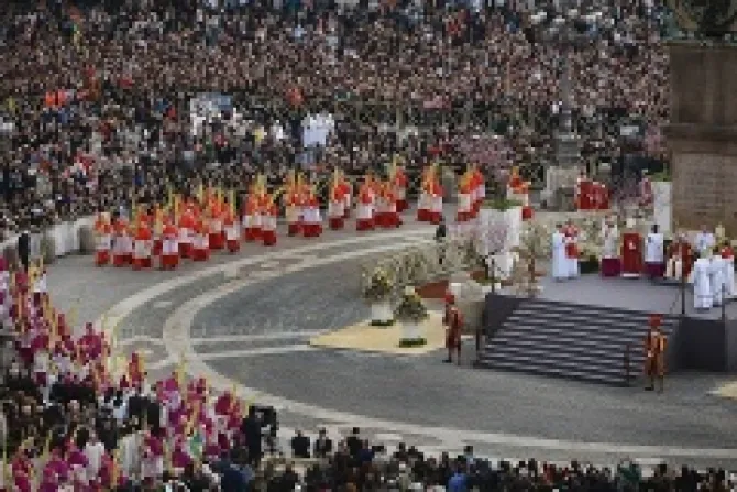 Pope Francis celebrates Palm Sunday Mass on March 24 2013 in St Peters Square Credit Jeff J Mitchell Getty Images CNA