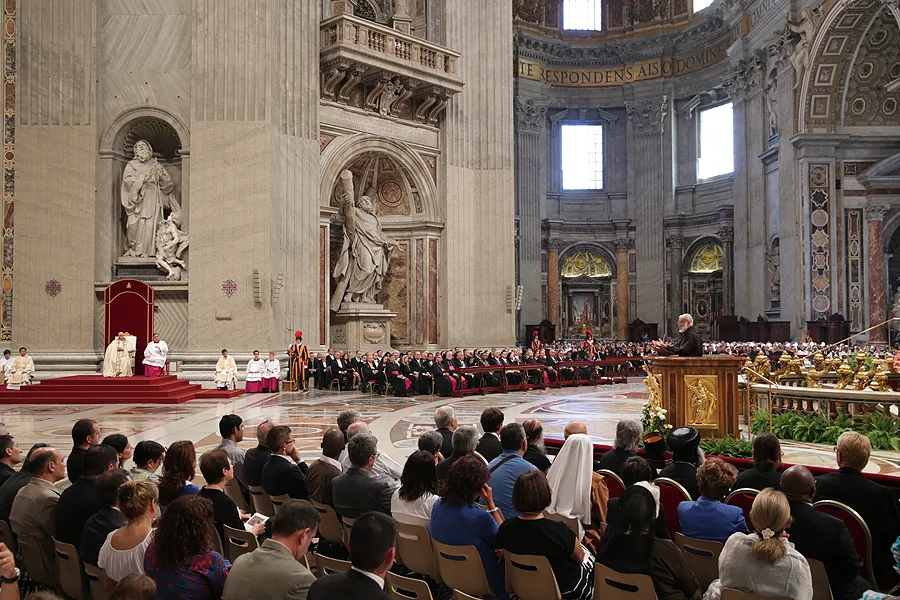 Pope Francis listens as Fr. Raniero Cantalamessa, preaches for the liturgy celebrating the Day of Prayer for Care of Creation in St. Peter's Basilica, Sept. 1, 2015. ?w=200&h=150