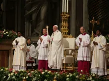 Pope Francis celebrates the Easter Vigil at St Peters basilica. 